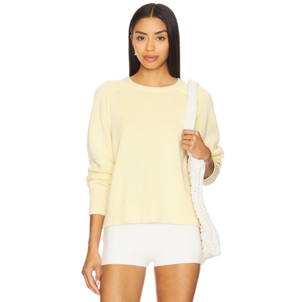 Free People Spring Street Pullover Banana Cream Yellow Knit Sweater Medium NWT